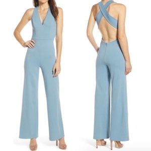 Socialite Teal Cross Open Back Jumpsuit